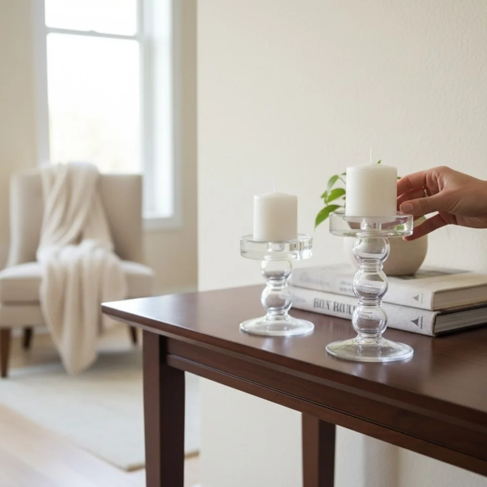 Clear Glass Pillar Or Tapered Candle Holders